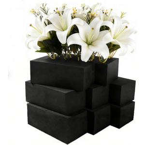 16 Piece Reusable Floral Foam Blocks black, 9 x 3 x 3 Inch, Water Resistant, for Artificial Flower Arrangements, Outdoor Planters, Wedding Decor (16, 9 * 3 * 3)