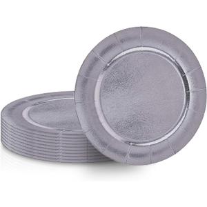 Silver Disposable Paper Charger Plates - 13" (Pack of 20) - Perfect for Weddings, Birthdays, Anniversaries & More
