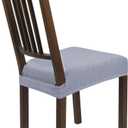 SearchI Stretch Dining Chair Seat Covers Set of 4, Soft Washable Seat Covers for Dining Chairs, Dining Room Seat Cover Protector (Rear-Covered, Check Jacquard Light Grey)