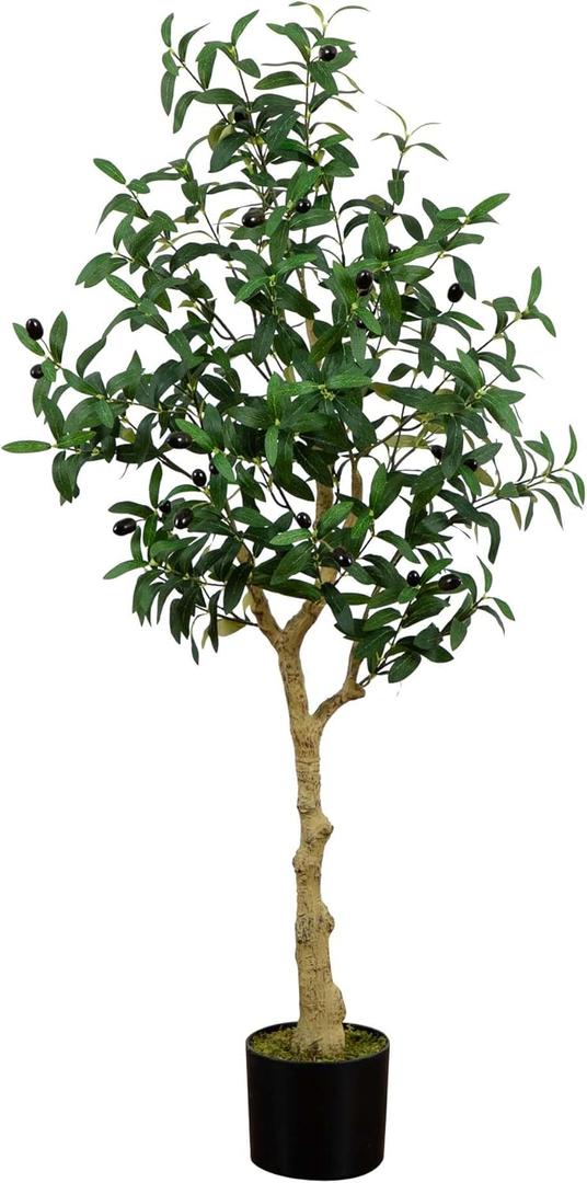 Nearly Natural Mediterranean Indoor Artificial Olive Tree 4FT Tall Faux Olive Plant for Home and Office Decor, Fake Olive Tree with Planter, Realistic Olive Tree Branches and Olive Fruits Nearly Natural Mediterranean Indoor Artificial Olive Tree 4FT Tall Faux Olive Plant for Home and Office Decor, Fake Olive Tree with Planter, Realistic Olive Tree Branches and Olive Fruits
