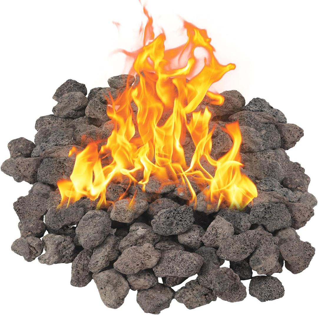 20LB Black Lava,Lava Rock Granules,Stones for Indoor Gas Fireplaces, Fire Pits, and Fire Pit Tables, Gas Fireplace Rocks, Fire Pit Stones for Outdoor Grills and Landscaping(1.2"-2")