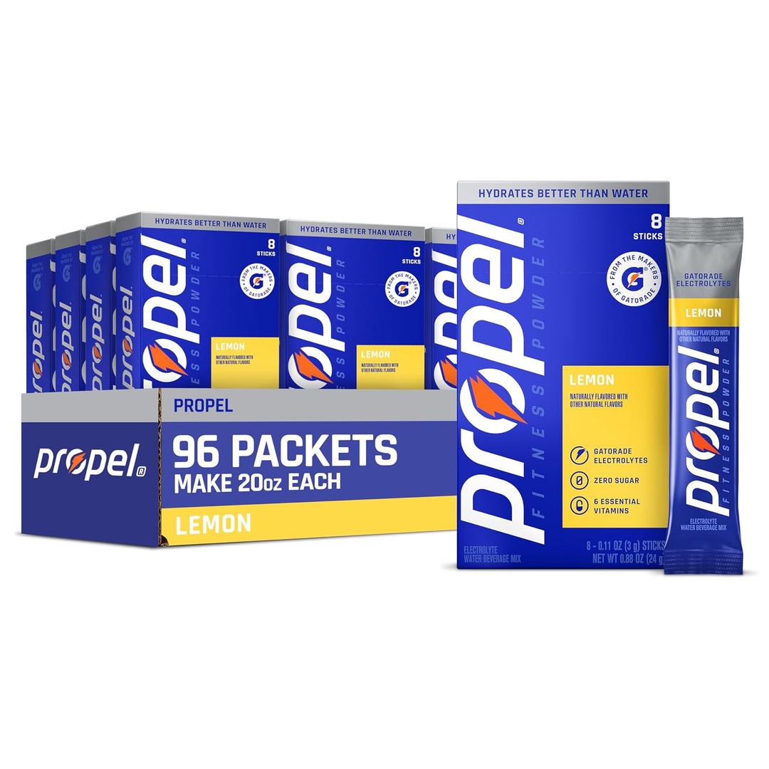 Propel Electrolyte Powder Drink Mix, Lemon, (96 Servings) (EXP 07/11/27)