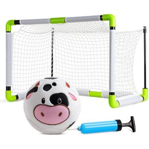 VangeBow Toddler Soccer Goal Set with Soft Plush Cow Ball and Mini Net