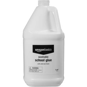 Amazon Basics All Purpose Washable School Craft Liquid Glue for Making Slime, White, Single Pack, 1 Gallon