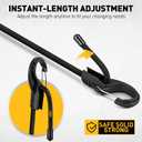 8-Piece 48-inch Adjustable Bungee Cords with Hooks, Heavy Duty Outdoor Carabiner Bungee Straps, Easily Adjust from 7" to 48", Black Super Elastic Cord for Cargo, Camping, Bike Racks, Tents