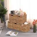 5 x 11x11in Wicker Storage Baskets Set of 5 Collapsible Water Hyacinth Basket for Organizing,Handwoven Woven Bins for Bedroom,Living Room,Shelves - Natural