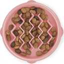 Outward Hound FunFeederSloBowl  Small 3/4-Cup Capacity, Slow Feeding, Small Dogs, Puppies & Cats, Non-Slip, Pink, Wave Pattern