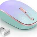 TECKNET Wireless Mouse, 2.4G Quiet Computer Mouse with USB Receiver, 4 Buttons Portable Cordless Mice for Chromebook, Laptop, PC, Mac, 800/1200/1600 DPI (Gradient Mint Green)
