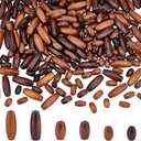 AHANDMAKER 240 Pcs Natural Oval Wood Beads, 6 Style Dyed Wooden Spacer Beads, Tiny Wooden Tube Beads Loose Beads for DIY Craft Necklace Bracelet Earring Jewelry Making, Hole: 2mm