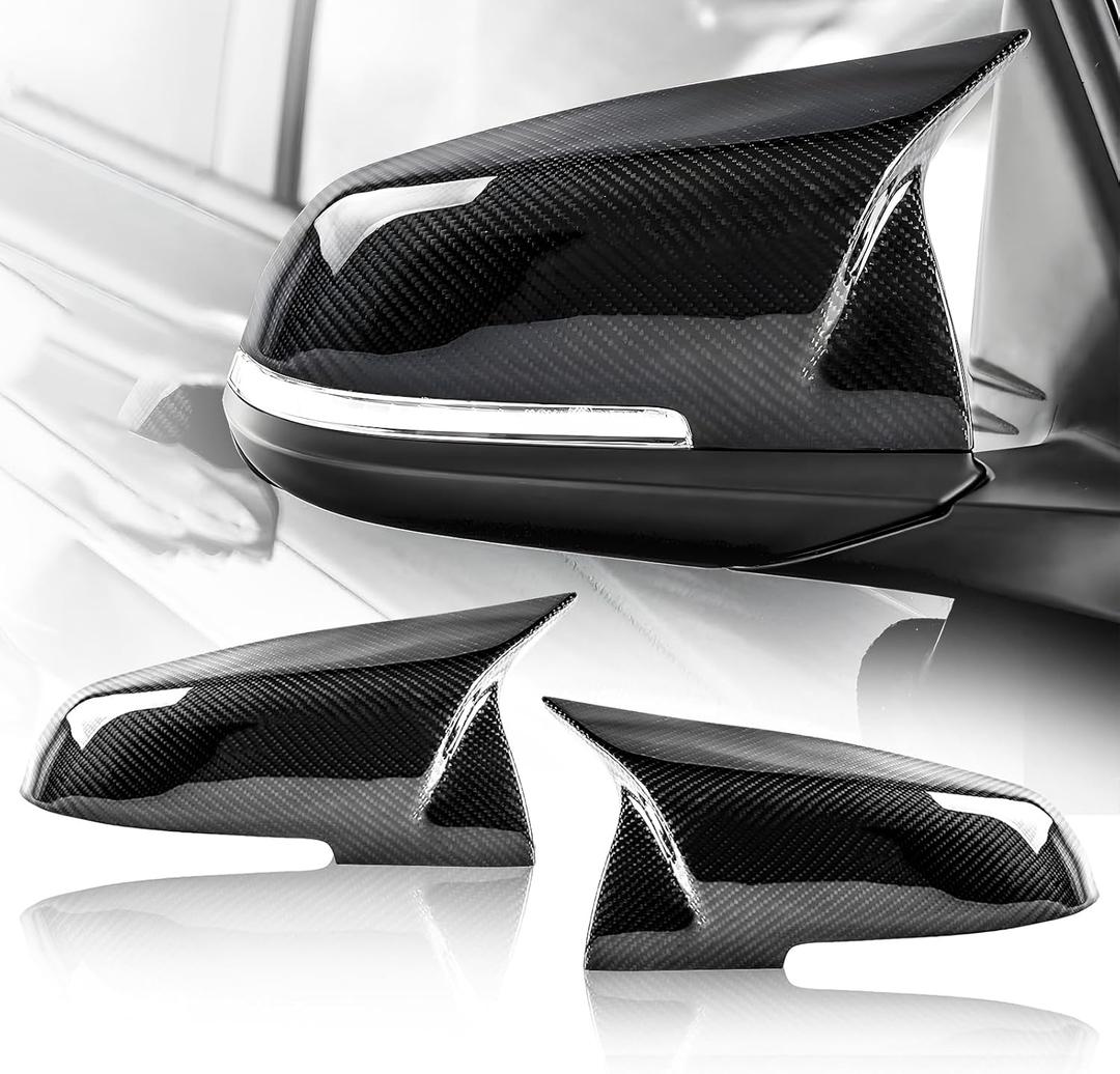 Real Carbon Fiber Side Mirror Cover Compatible with BMW F20 F22 F23 F30 F31 F32 F33 F36 F87 M2 X1 Accessories,Rearview Mirror Caps Trim BMW x1 Accessories Direct Replacement
