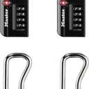 Master Lock Padlock, Set Your Own Combination TSA Accepted Luggage Lock, 1-5/16 in. Wide, Black, 4 pk, 4696EC4