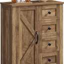 VASAGLE Farmhouse Storage Cabinet with Door, 4 Drawers, Adjustable Shelves, 11.8"D x 23.6"W x 31.5"H