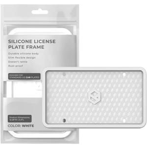 Rightcar Solutions Silicone License Plate Frame Premium Rust-Proof, Rattle-Proof, Weather-Proof License Plate Holder Universal Car Plate Frame for Front Or Rear Plates - White