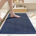 Bathroom Rugs Non Slip Washable, Super Absorbent Thin Bath Mat for Small Quick Dry Low Pile Bathroom Rug, (Navy Blue, 32x20)
