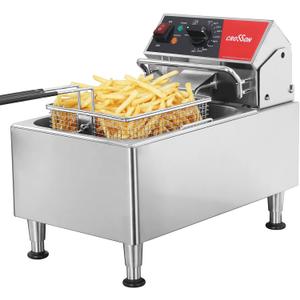 CROSSON ETL Listed 13Lbs Electric Deep Fryer Countertop with Easy-assembling Solid Basket,Removeable Oil Container for Restaurant Home Use-120V,1800W Commercial Deep Fryer
