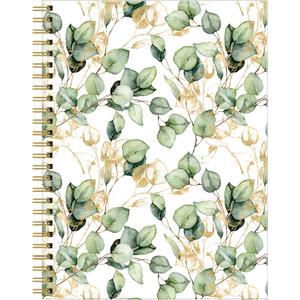 Spiral Journal Notebook for Women,A5 College Ruled Notebooks 6"x 8.4",Gold Eucalyptus Branches 120 Pages Lined Journal with Premium Thick Paper,Perfect for School Office Home Gifts(Watercolor Tropical