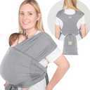 KeaBabies Baby Wraps Carrier, D-Lite Baby Wrap - Easy-Wearing, Adjustable Baby Sling Carrier, Baby Carrier Newborn to Toddler, Infant Baby Carrier Wrap Holder, Ring Sling Baby Carrier (Classic Gray)