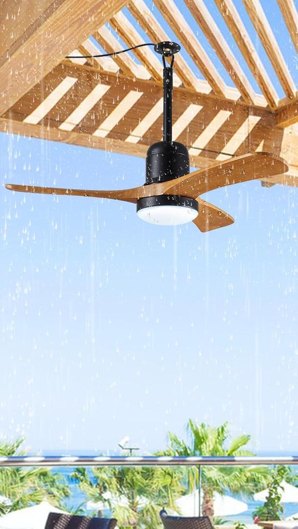 34" Outdoor Gazebo Fan, Plug-In Wet Rated Outdoor Ceiling Fan with Dimmable Light and Memory Remote, Outdoor Hanging Fan For Gazebo, Patio, Waterproof