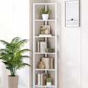 TUTOTAK 6-Tier Corner Bookshelf,Corner Shelf for Small Space, Narrow Display Corner Shelf Stand with Storage Rack, for Living Room, Bedroom, White BS05BW006