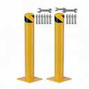 GarveeLife Steel Safety Bollards Heavy Duty 48 Inch,2 Pack Yellow Bollard Post for Parking Lot & Garage - Removable Security Bollard Post with Reflective Tape, Anchor Bolts Included (4.5" Diameter)