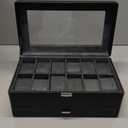 ProCase Watch Box for Men, Jewelry Organizer Box with Drawer, Display Storage Case with Glass Lid -Black, 12 Slot