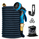KOTTO Expandable Garden Water Hose, 10 Spray Nozzles, Anti-Rust Solid Brass Connector, Lightweight No-Kink Flexible - Blue 50ft