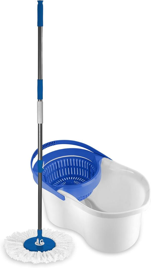Clorox Microfiber Spin Dry Microfiber Mop and Bucket System, Blue/White