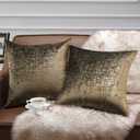 Phantoscope Pack of 2 Sparkling Velvet Geometric-pattern Throw Decorative Pillow Cover Soft Gold Glitter Square Cushion Cover Pillowcase for Couch Bed and Chair, Dark Brown, 18 x 18 inches, 45 x 45 cm