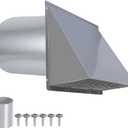 6 Inch Hooded Wall Vent with Screen and Damper,6 Inch Exhaust Vent Cover Cap for Outdoor Kitchen Range Hood Dryer Ventilation,Outside Wall Mount Extractor for House Air Exhaust, Galvanized Steel,Gray