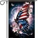 Patriotic American Flag Butterfly Garden Flag 4th of July Memorial Day 12x18 Inch Double Sided Veterans Day Decorations Supplies for independence Day Decorative Yard Flag Decor Outside