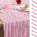 10 Pack Light Pink Cheesecloth Table Runner 20 x 120 Inch Rustic Gauze Boho Cheese Cloth Table Runners 10Ft for Wedding Party Bridal Shower Decoration