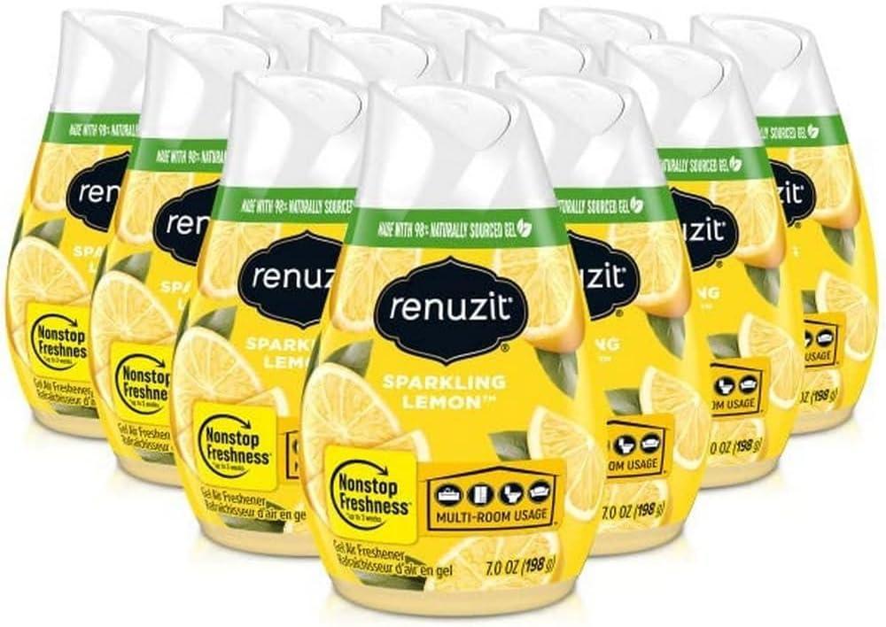 Renuzit Gel Air Freshener, Sparkling Lemon, 12 Count