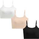 Girls Cami Crop Built-in Training Bra Seamless Bralette Sports Tank Tops Undershirt with Adjustable Straps White Bra 8-16Y (X-Large)