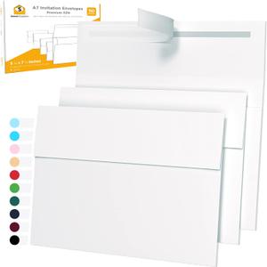 5x7 Envelopes for Invitations - 110 White Envelopes for 5x7 Cards - A7 - (5  x 7  inches) - Perfect for Weddings, Graduation, Baby Shower - 120 GSM - Peel, Press & Self Seal - Square Flap (110 - Single Pack)
