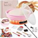 Electric Sourdough Starter Kit with 6-Temp (77-122) Control & Timer - 9" Foldable Sourdough Bread Baking Supplies & Dough Warmer - Complete Banneton Bread Proofing Basket Set for Home Bakers,Pink