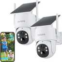 blurams 2.5K Pan/Tilt Security Cameras Wireless Outdoor, 100% Wire-Free Outdoor Camera with Fixed Solar Panel, 360 View, Dual-Band WiFi 6, Human Detection, Color Night Vision, Work with Alexa, 2Pack