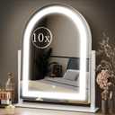 Gvnkvn Lighted Makeup Mirror, Hollywood Vanity Mirror with Lights, Three Color Lighting Modes, and Detachable 10X Magnification Mirror, Smart Touch Control, 360Rotation (15.2in White)