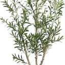 Faux Olive Tree 6ft Tall 1Pack with White Planter for Home Decor | Olive Trees Artificial Indoor Fake Olive Tree with Natural Olive Branches and Realistic Leaves for Home Decor Indoor