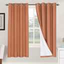 H.VERSAILTEX 100% Blackout Curtains for Bedroom Thermal Insulated Linen Textured Curtains Heat and Full Light Blocking Drapes Living Room Curtains 2 Panel Sets, Orange, 52x72 Inch