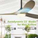 Haipeel 60 Inch Ceiling Fans with Lights, Propeller Solid Wood Ceiling Fans with Light and Remote Control for Outdoor Ceiling Fan with Light for Patio Farmhouse, DC ETL Listed, Bronze Gray