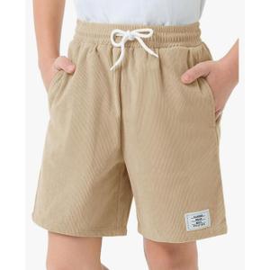Haloumoning Boys Corduroy Shorts Kids Casual Elastic Waist Drawstring Summer Shorts with Pockets Size:13-14 Years