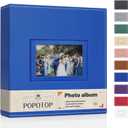 Popotop Photo Album 4x6 300 Pockets with Leather Hardcover Cover, Small Photo Album Holder Book with 50Pcs Pages for Family Travel Wedding Baby Gifts (Blue)