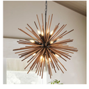 31.3" Farmhouse Sputnik Chandelier for Dining Room Rustic Handmade Natural Wood 16-Light Hanging Ceiling Pendant Light Fixture Starburst Wood Chandeliers for Kitchen Bedroom Foyer Hallway
