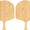 12 inch Natural Bamboo Pizza Peel Set of 2, Double-Sided Use Pizza Cutting Board with 8 Slice Grooves for Pizza, Bread, Cheese, Vegetable, Fruits