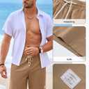 JMIERR Mens Shorts Linen Cotton 7" Casual Elastic Waist Drawstring Lightweight Summer Beach Shorts with Pockets (XL)