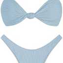 ZAFUL 2025 Cheeky Bikini Sets for Women High Cut Swimsuit Textured Ribbed Bikini Thong Bathing Suit