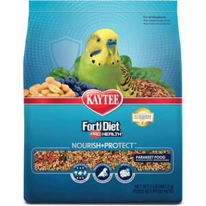 Kaytee Forti-Diet Pro Health Nourish+Protect Parakeet Food, Comprehensive Nutrition Backed by Science, Digestive Health, Immune Support, 2 pounds