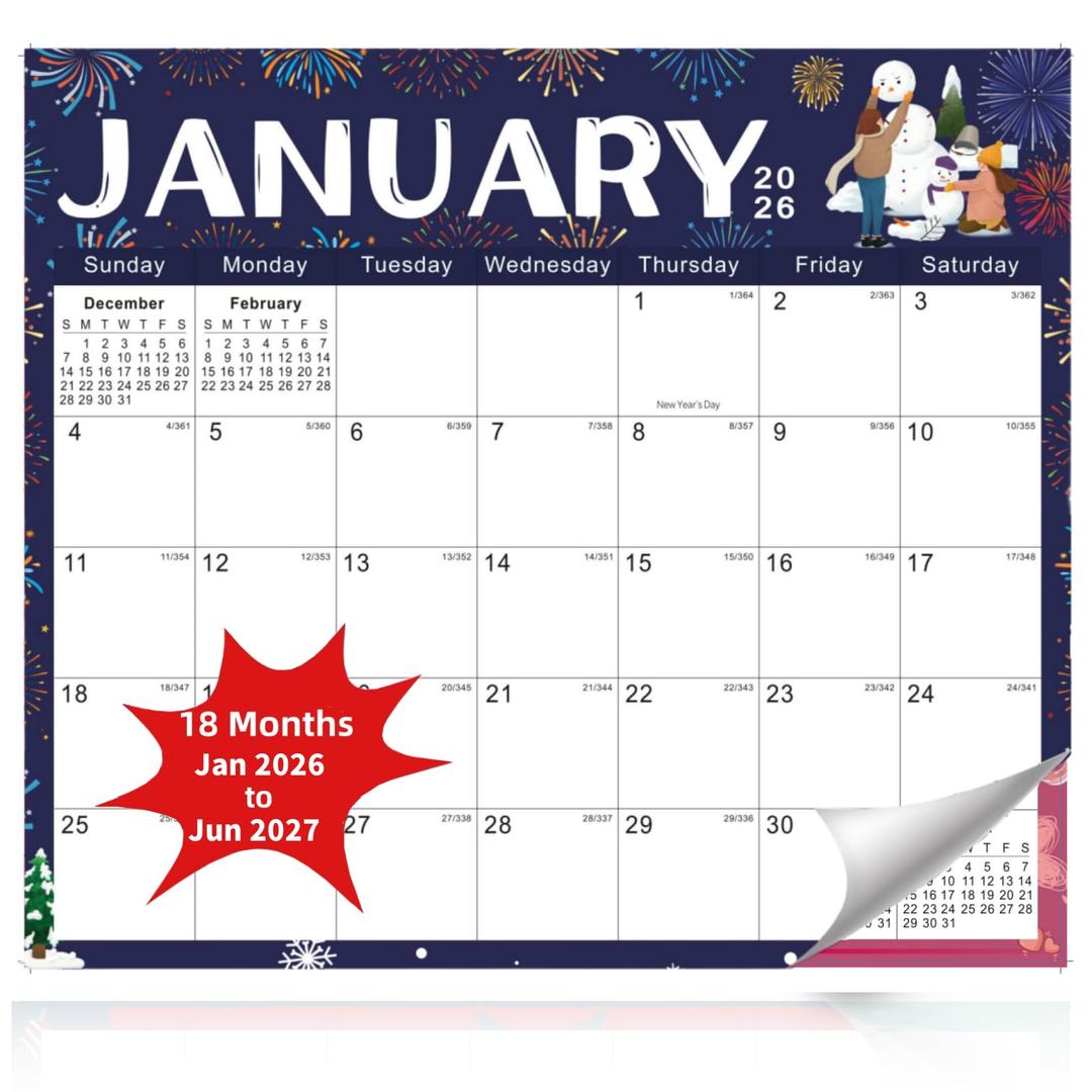 2026 Magnetic Fridge Calendar 18 Monthly Magnetic Calendar for Refrigerator 2026 Wall Calendar Planner Runs from January 2026 Until June 2027 Easy Organizing Markers Tearable (Festive)