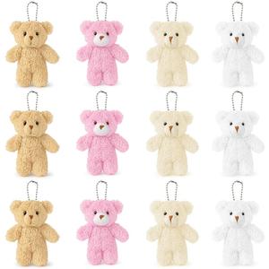 Sealive 12 Pcs Mini Plush Bears (4.7") - Small Stuffed Animals for DIY Valentine's Day Bouquets, Baby Shower Favors, Gender Reveal - Tiny Bear Ornaments for Backpack Keychains & Christmas Stockings