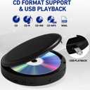 CD Player Portable, Rechargeable Portable CD Player with Dual Speakers and Anti Skip,CD,USB,AUX,LCD Display,Backlit Button,5 EQ,A-B Repeat,10 Speeds for Home Car Fabric, Black
